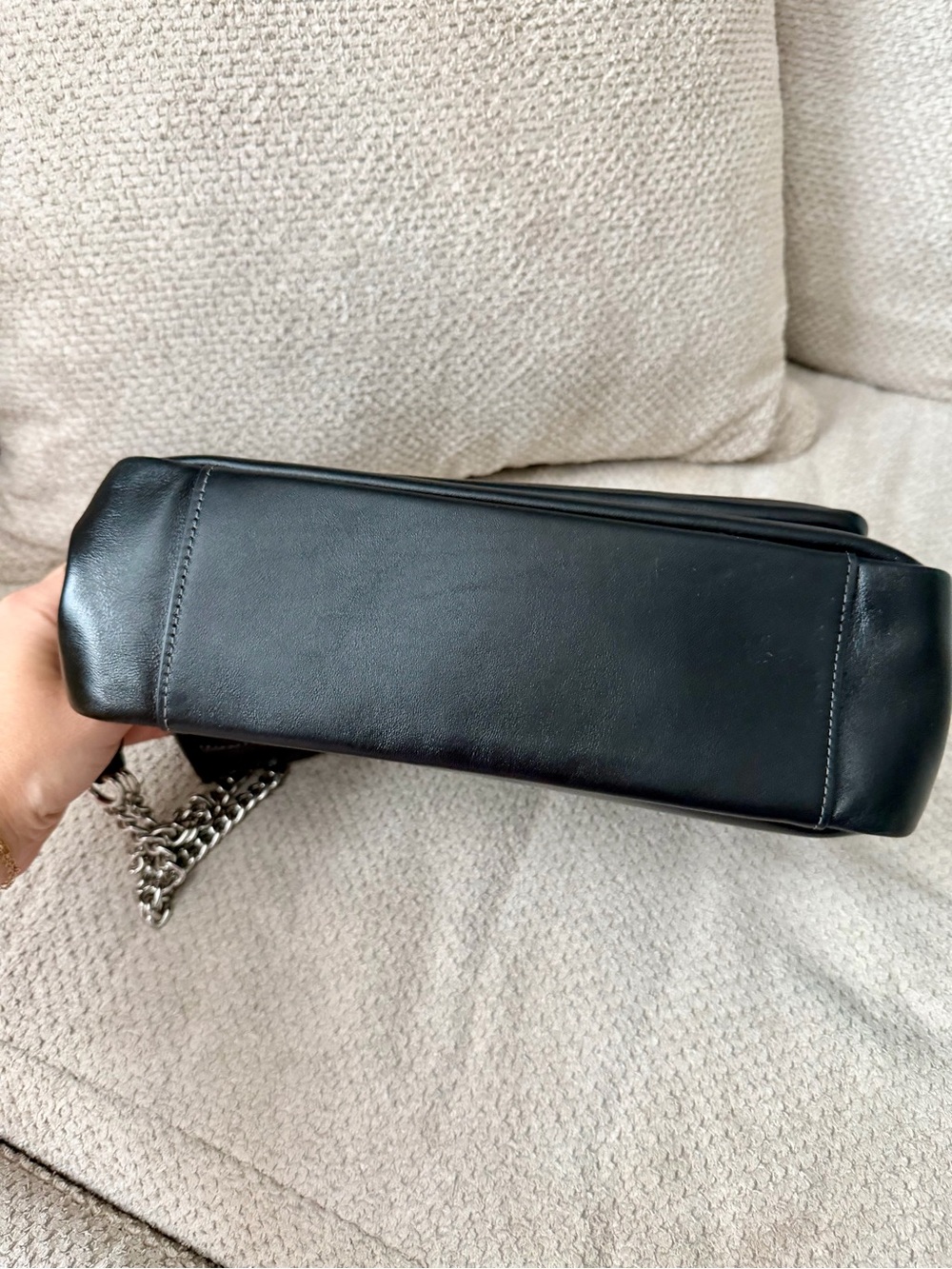 Coach Elodie Black Leather Shoulder& Crossbody Bag with Silver Chain - Picture 5 of 8